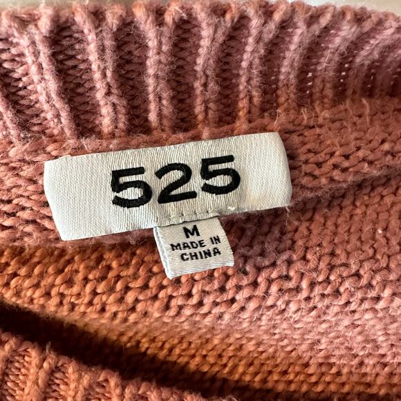 525 REVOLVE Pink Cotton Knit Balloon Sleeve Crew Sweater Women's Medium - Picture 6 of 7